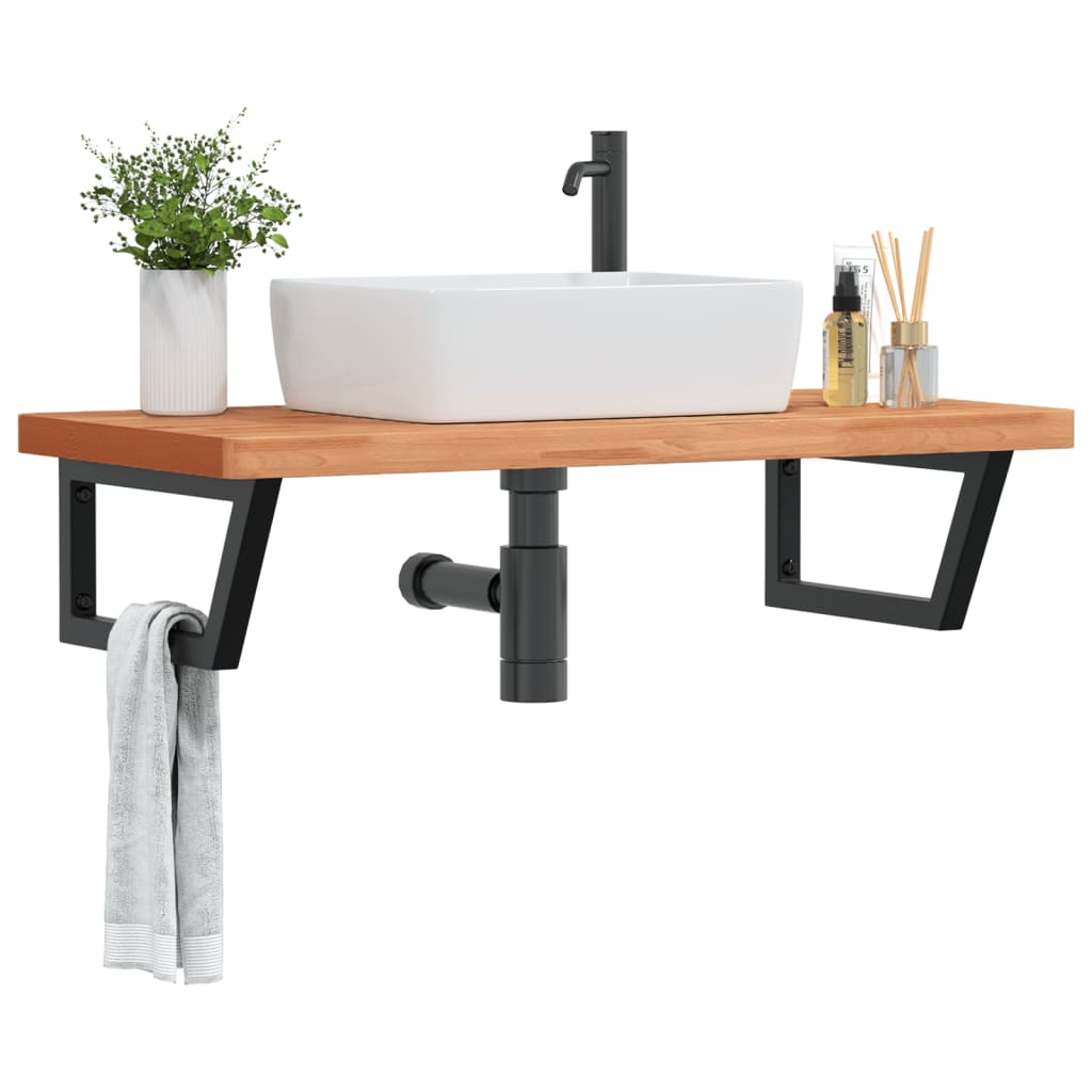 Waschbeckenregal Wandmontage Stahl Und Massivholz Buche
