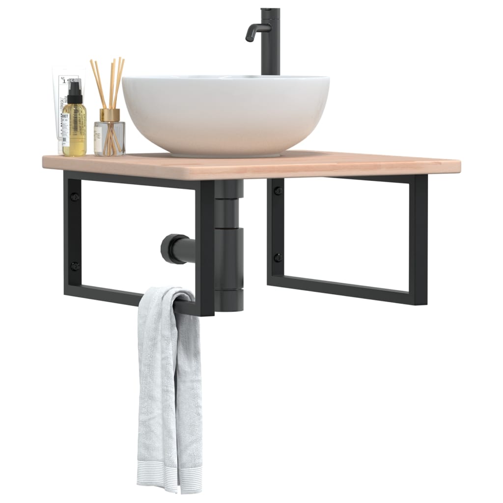 Waschtischplatte Mit Halterung Stahl Und Massivholz Eiche