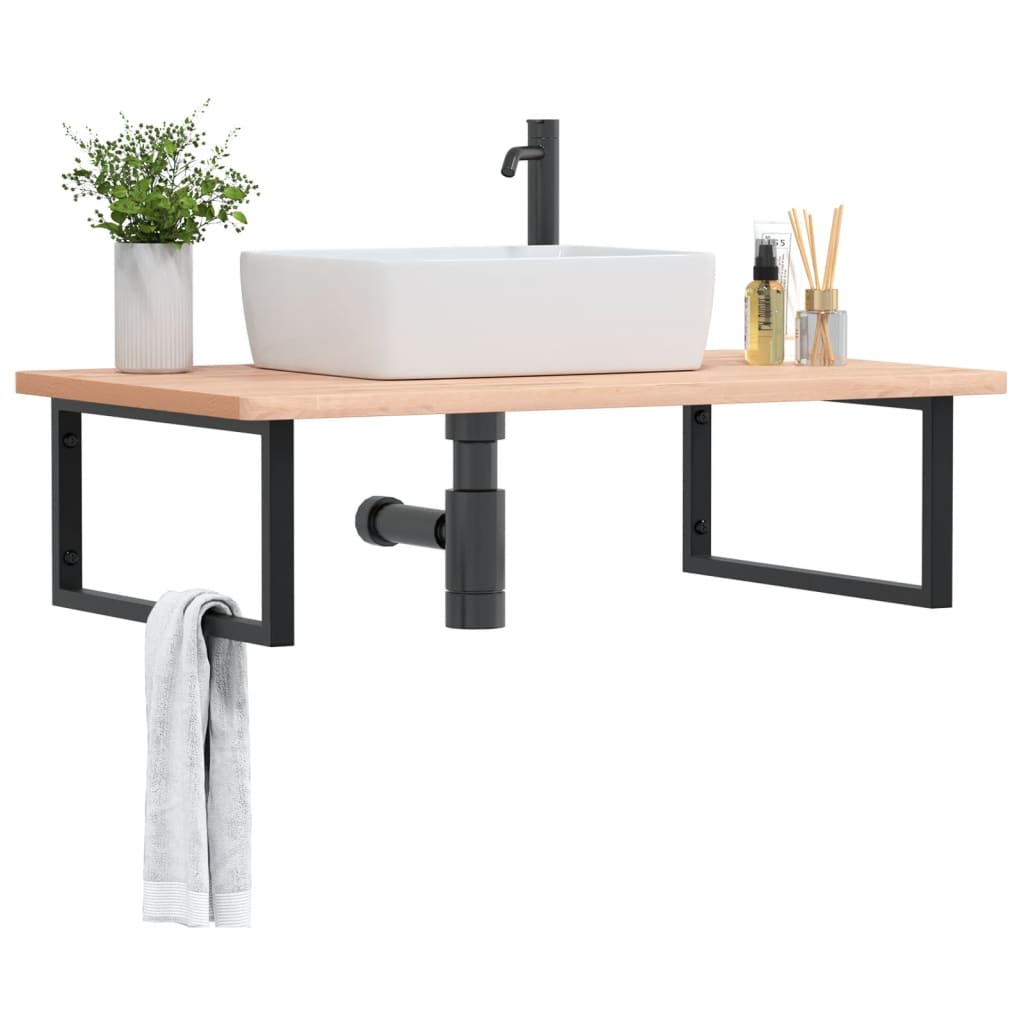 Waschbeckenregal Wandmontage Stahl Und Massivholz Buche