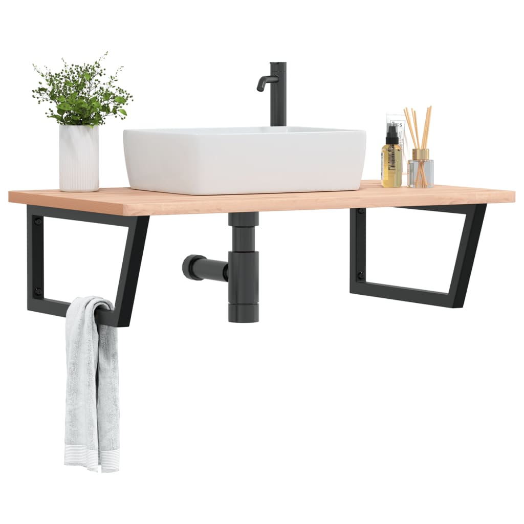 Waschbeckenregal Wandmontage Stahl Und Massivholz Buche