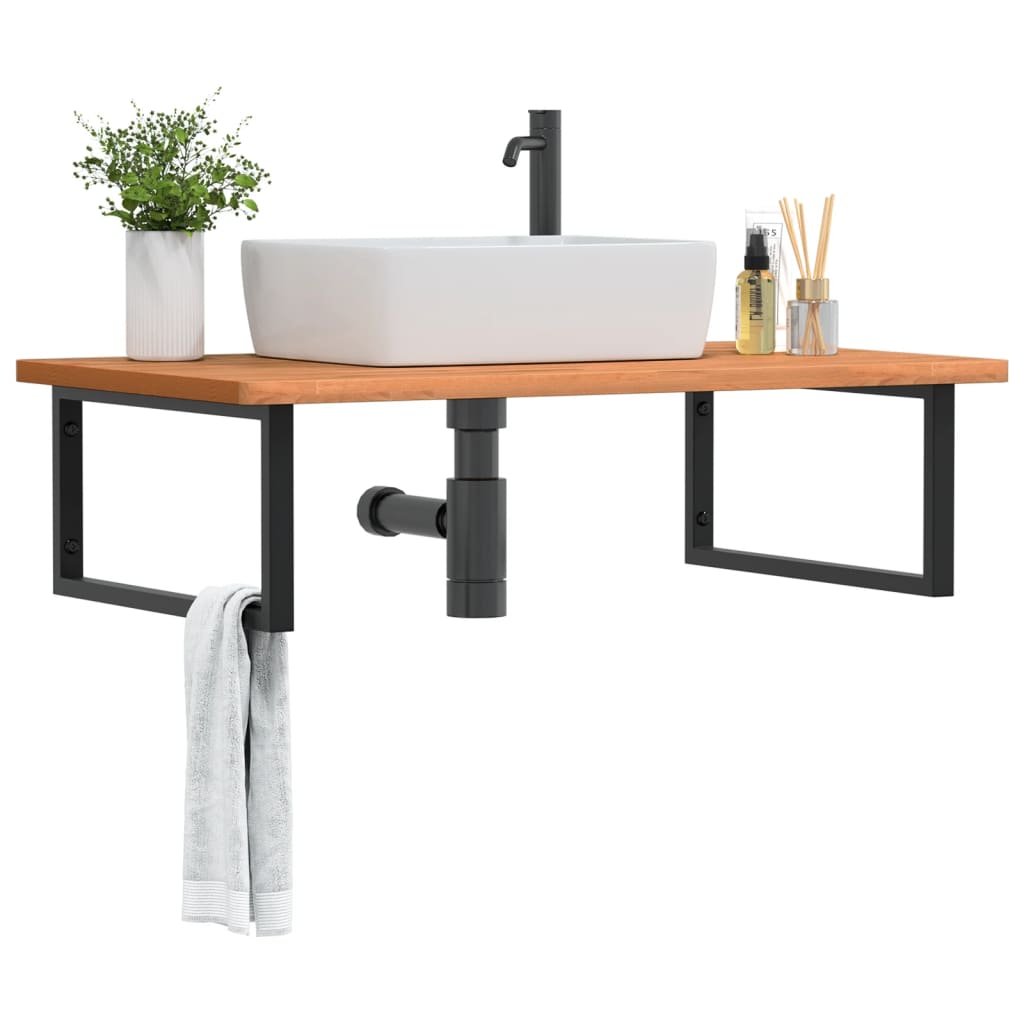 Waschbeckenregal Wandmontage Stahl Und Massivholz Buche