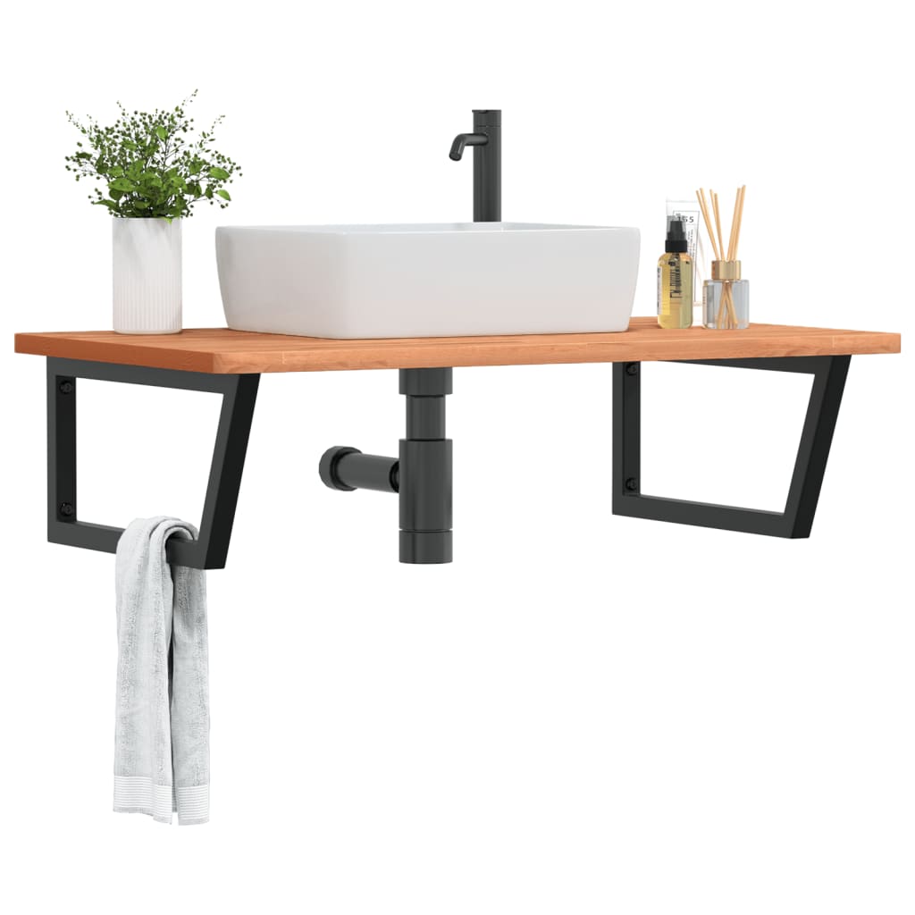 Waschbeckenregal Wandmontage Stahl Und Massivholz Buche
