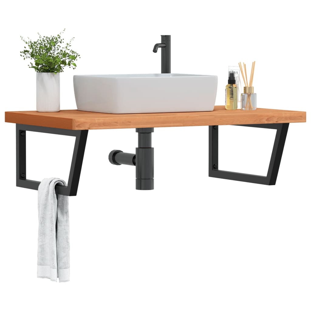 Waschbeckenregal Wandmontage Stahl Und Massivholz Buche