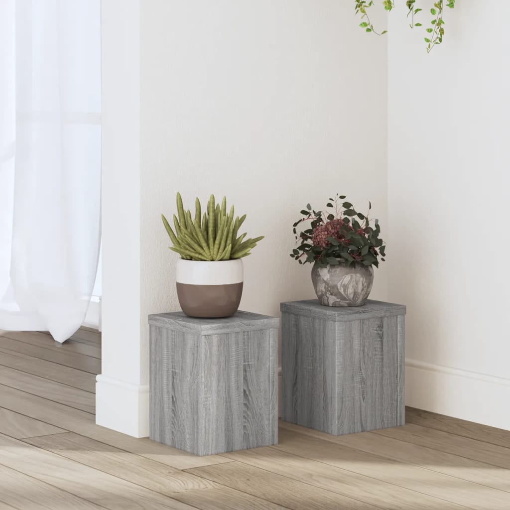 Pflanzenständer 2 Stk. Holzwerkstoff Grau Sonoma