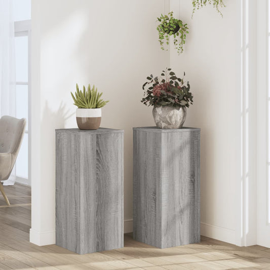 Pflanzenständer 2 Stk. Holzwerkstoff Grau Sonoma