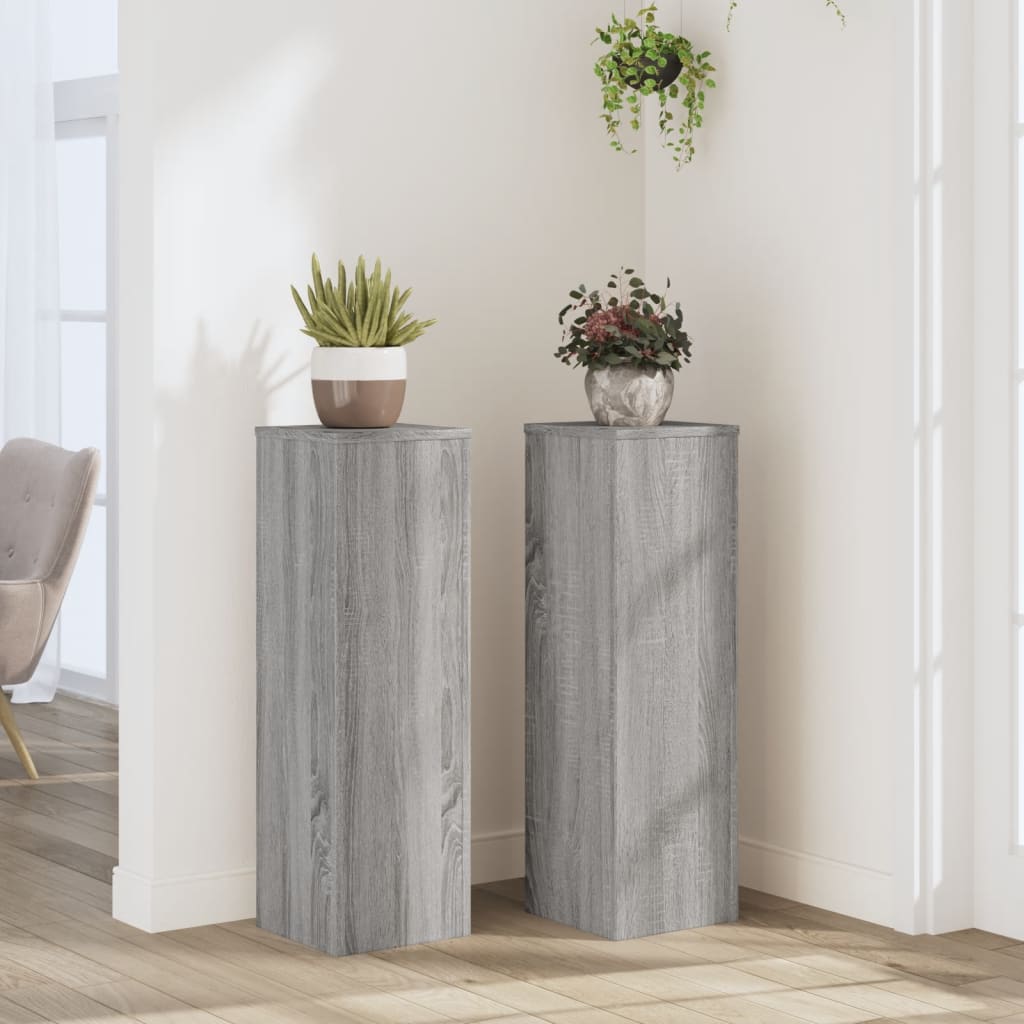 Pflanzenständer 2 Stk. Holzwerkstoff Grau Sonoma