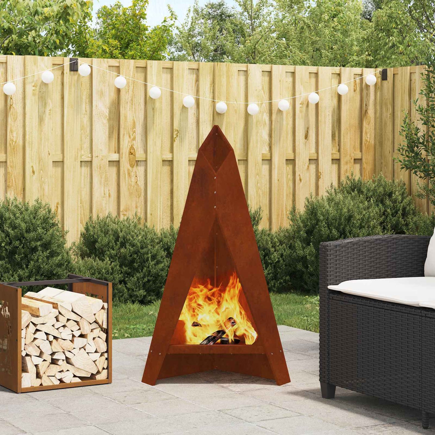 Feuerstelle Schwarz 58 X 40 X 100 Cm Stahl