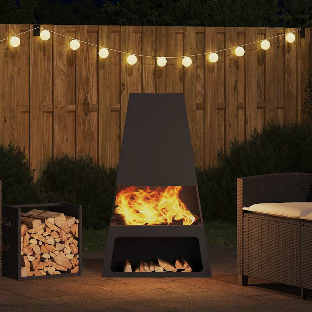 Feuerstelle Schwarz 60 X 35 X 100 Cm Stahl