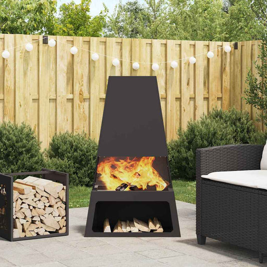 Feuerstelle Schwarz 60 X 35 X 100 Cm Stahl