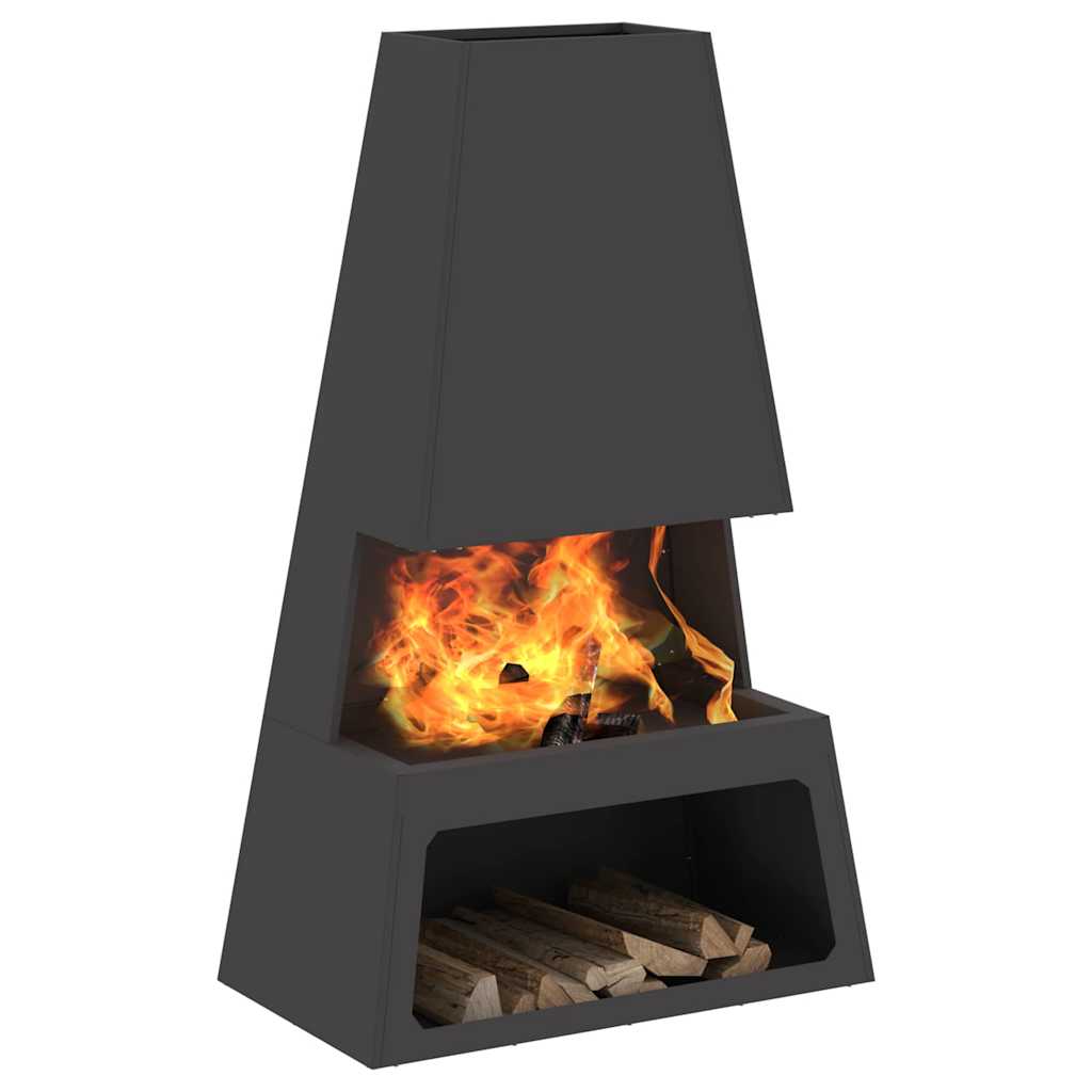 Feuerstelle Schwarz 60 X 35 X 100 Cm Stahl