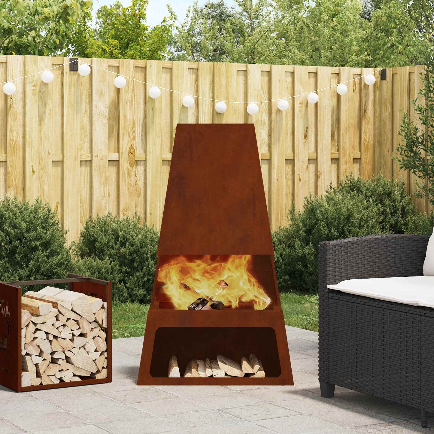 Feuerstelle Schwarz 60 X 35 X 100 Cm Stahl