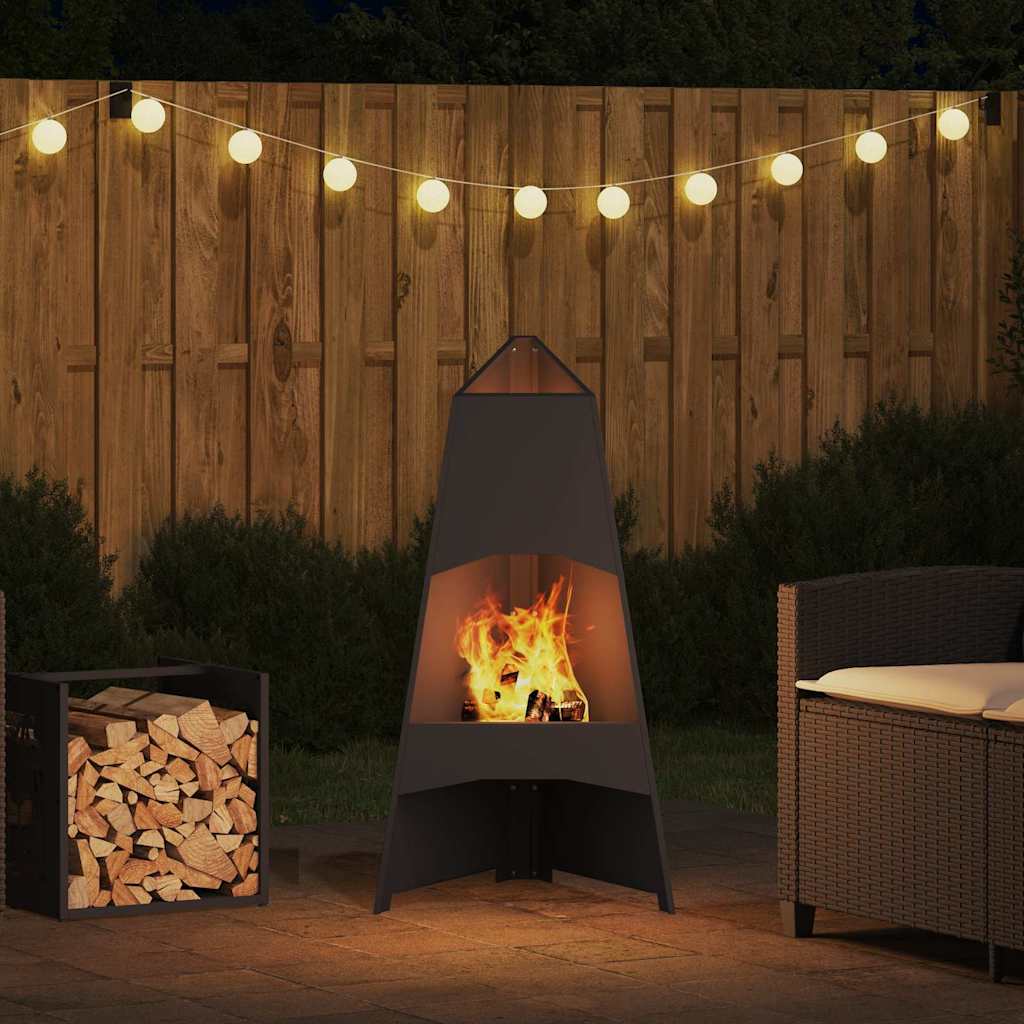 Feuerstelle Schwarz 50 X 50 X 95 Cm Stahl