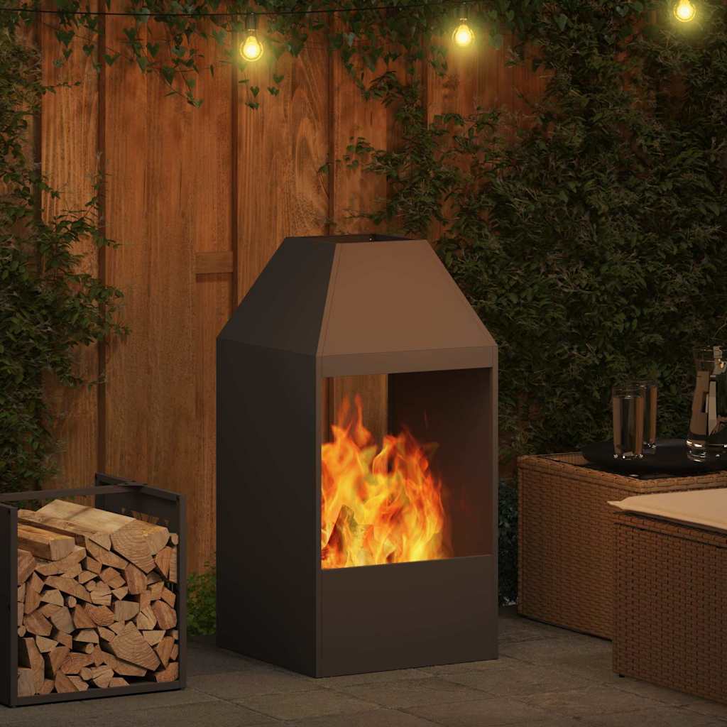 Feuerstelle Schwarz 50 X 50 X 100 Cm Stahl