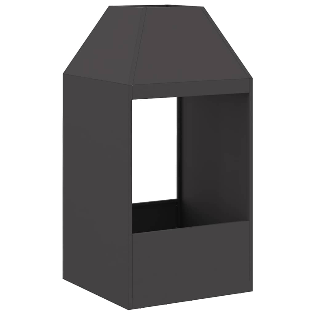 Feuerstelle Schwarz 50 X 50 X 100 Cm Stahl