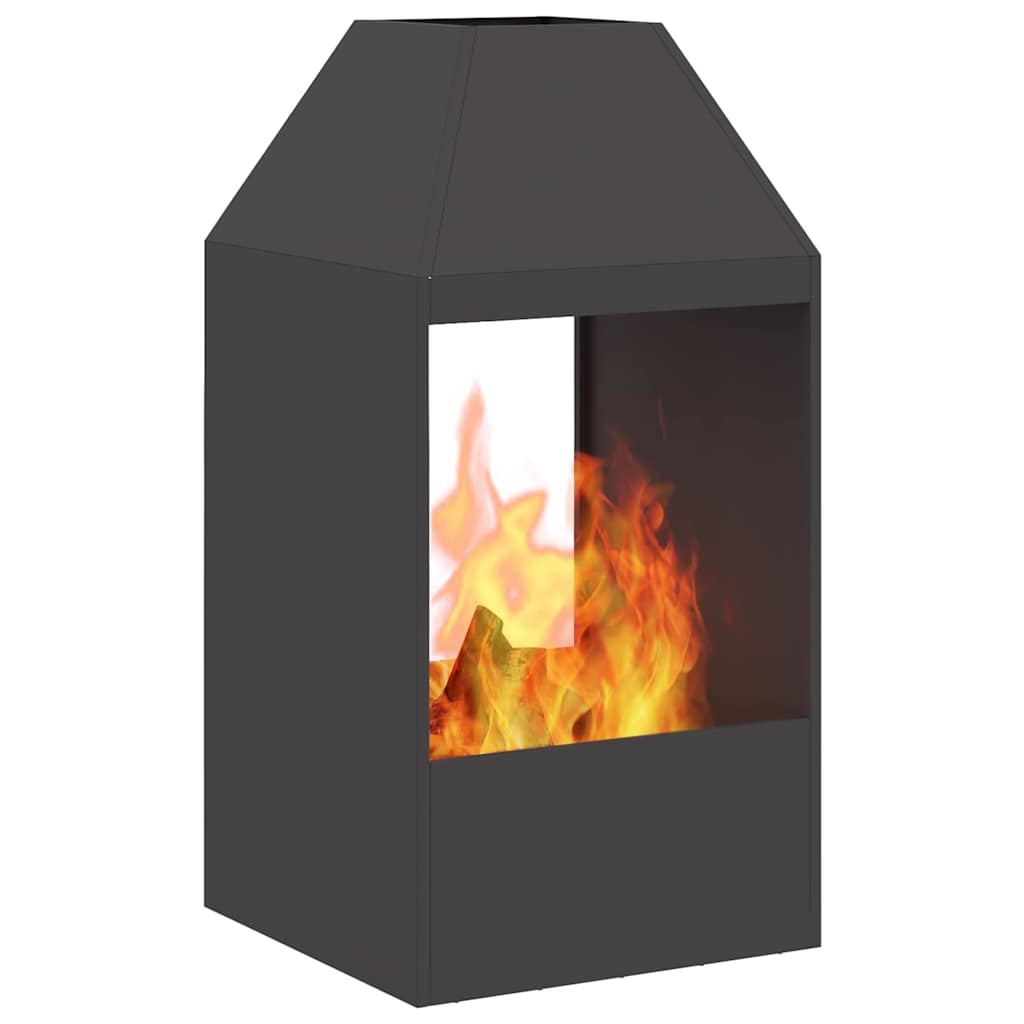 Feuerstelle Schwarz 50 X 50 X 100 Cm Stahl