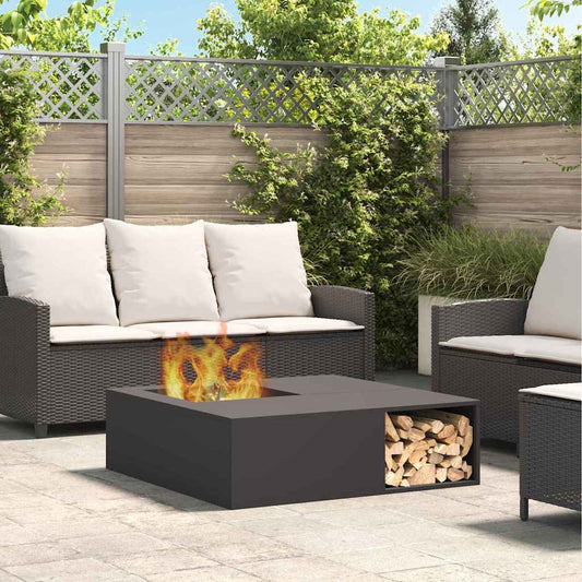 Feuerstelle Schwarz 100 X 100 X 30 Cm Stahl