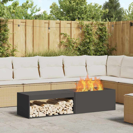 Feuerstelle Schwarz 160 X 45 X 35 Cm Stahl
