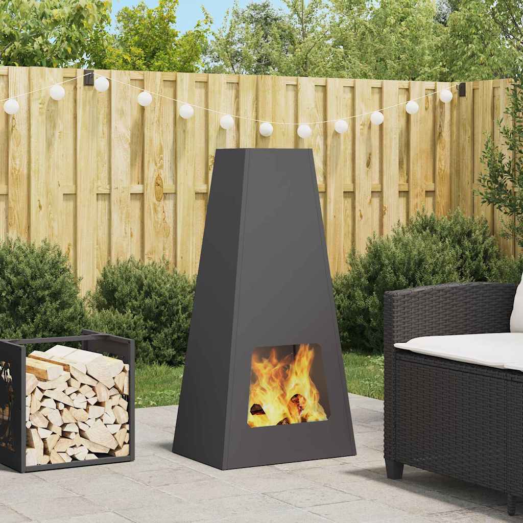 Feuerstelle Schwarz 50 X 35 X 100 Cm Stahl