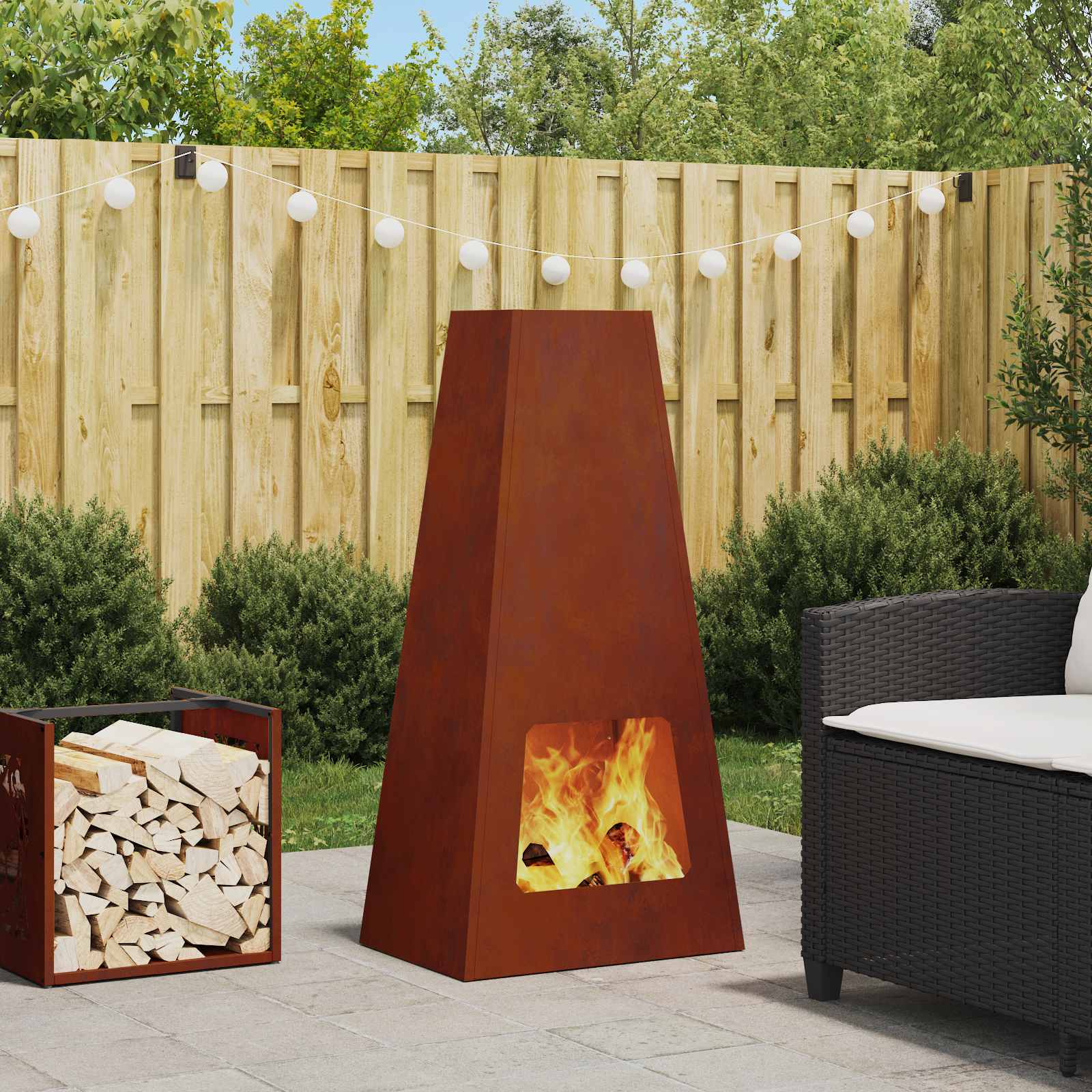 Feuerstelle Schwarz 50 X 35 X 100 Cm Stahl
