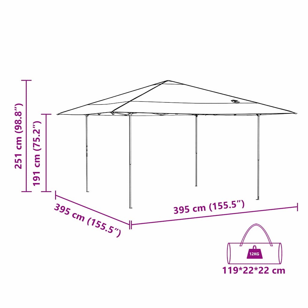 Pavillon-Zelt 395 X 395 X 251 Cm Stoff