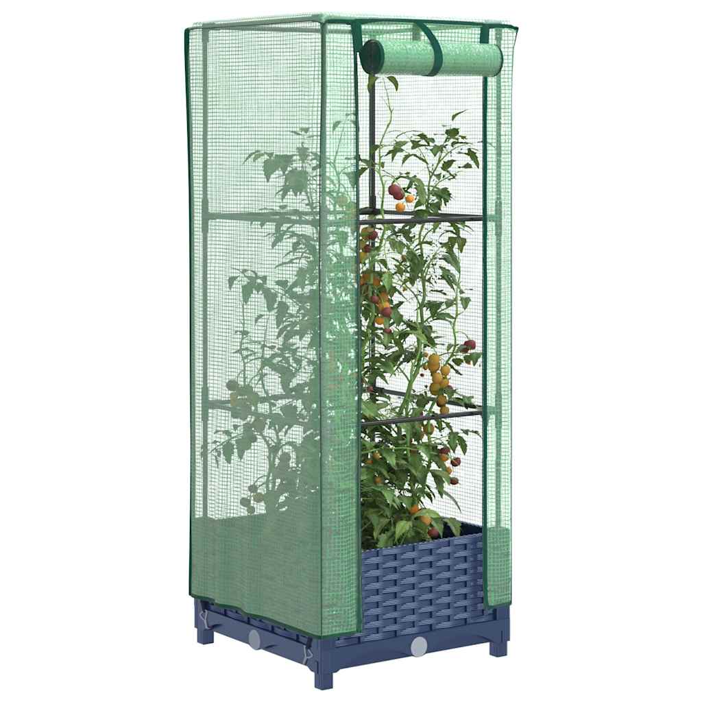 Hochbeet Mit Gewächshaus-Aufsatz Rattan-Optik