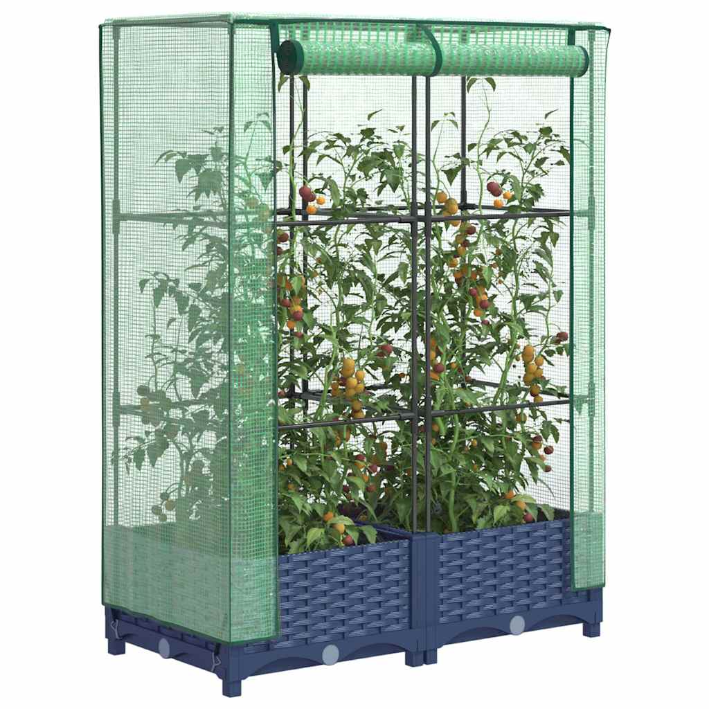 Hochbeet Mit Gewächshaus-Aufsatz Rattan-Optik