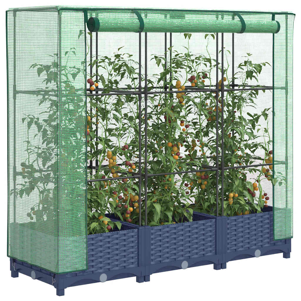 Hochbeet Mit Gewächshaus-Aufsatz Rattan-Optik