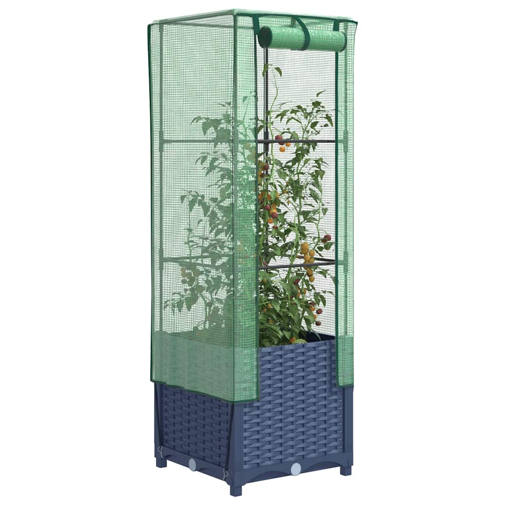 Hochbeet Mit Gewächshaus-Aufsatz Rattan-Optik
