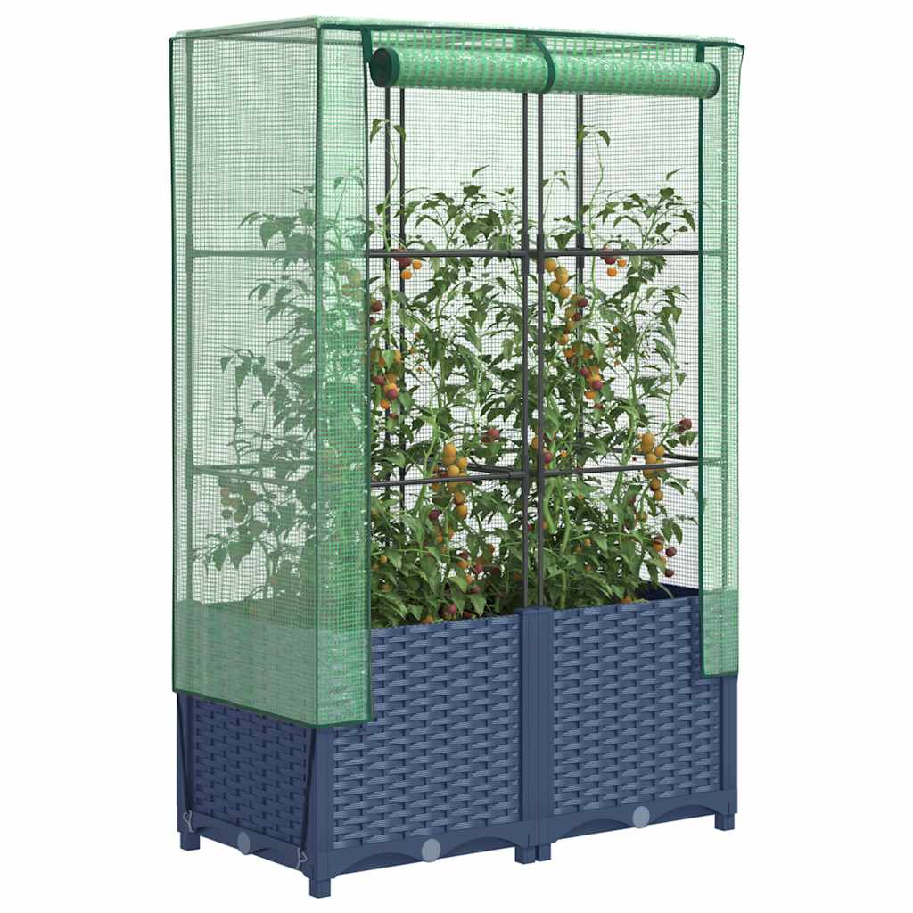 Hochbeet Mit Gewächshaus-Aufsatz Rattan-Optik