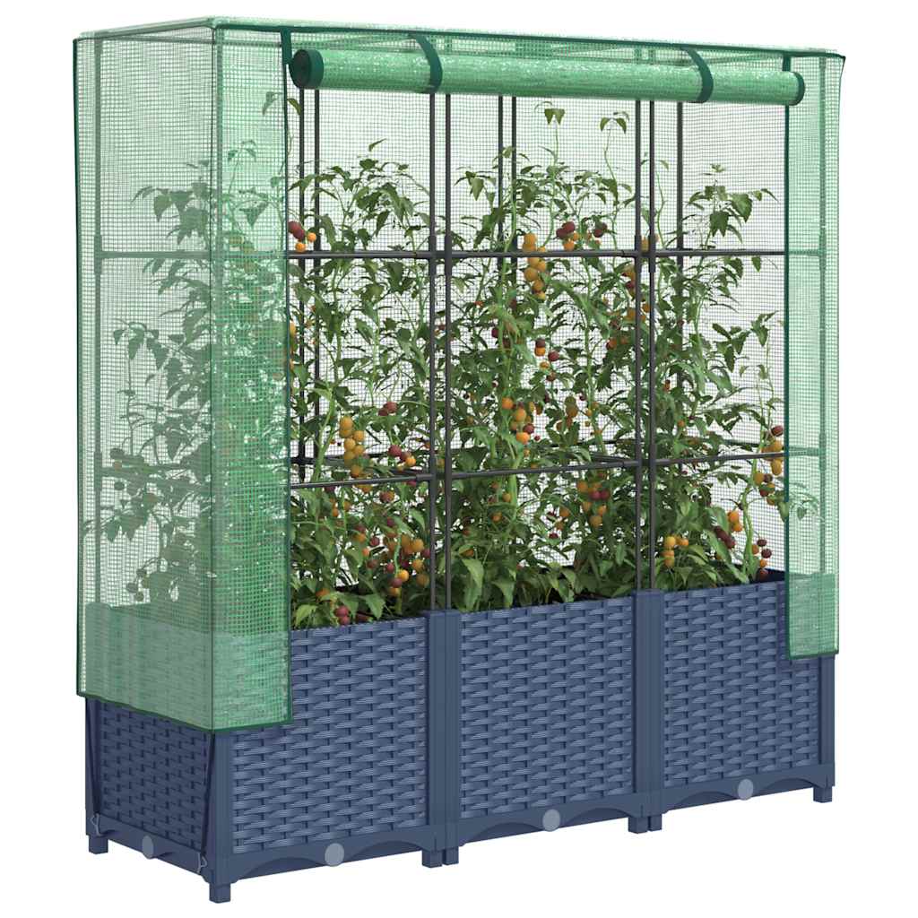 Hochbeet Mit Gewächshaus-Aufsatz Rattan-Optik