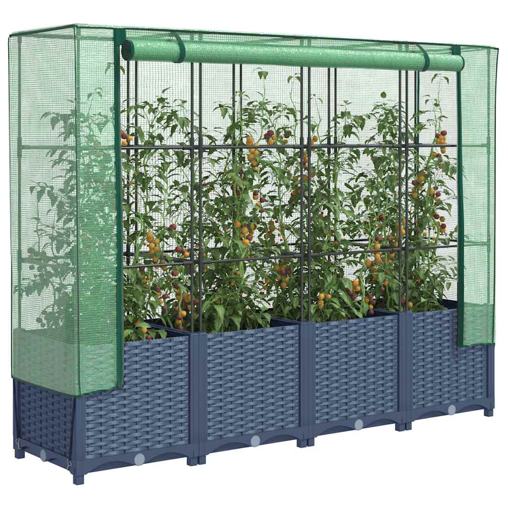 Hochbeet Mit Gewächshaus-Aufsatz Rattan-Optik