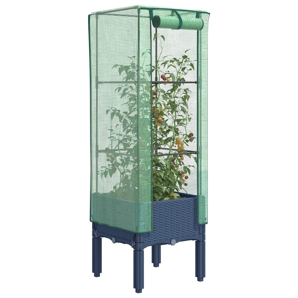 Hochbeet Mit Gewächshaus-Aufsatz Rattan-Optik