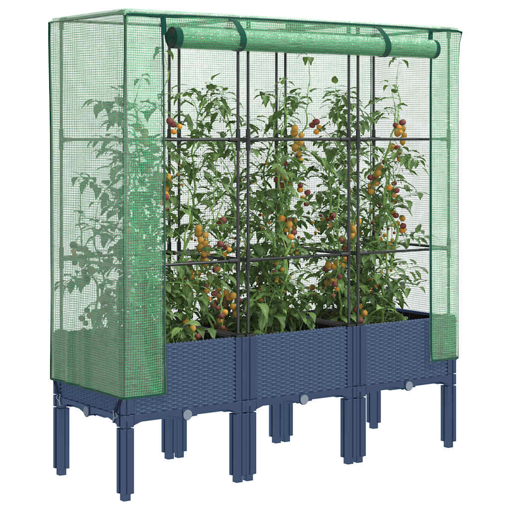 Hochbeet Mit Gewächshaus-Aufsatz Rattan-Optik