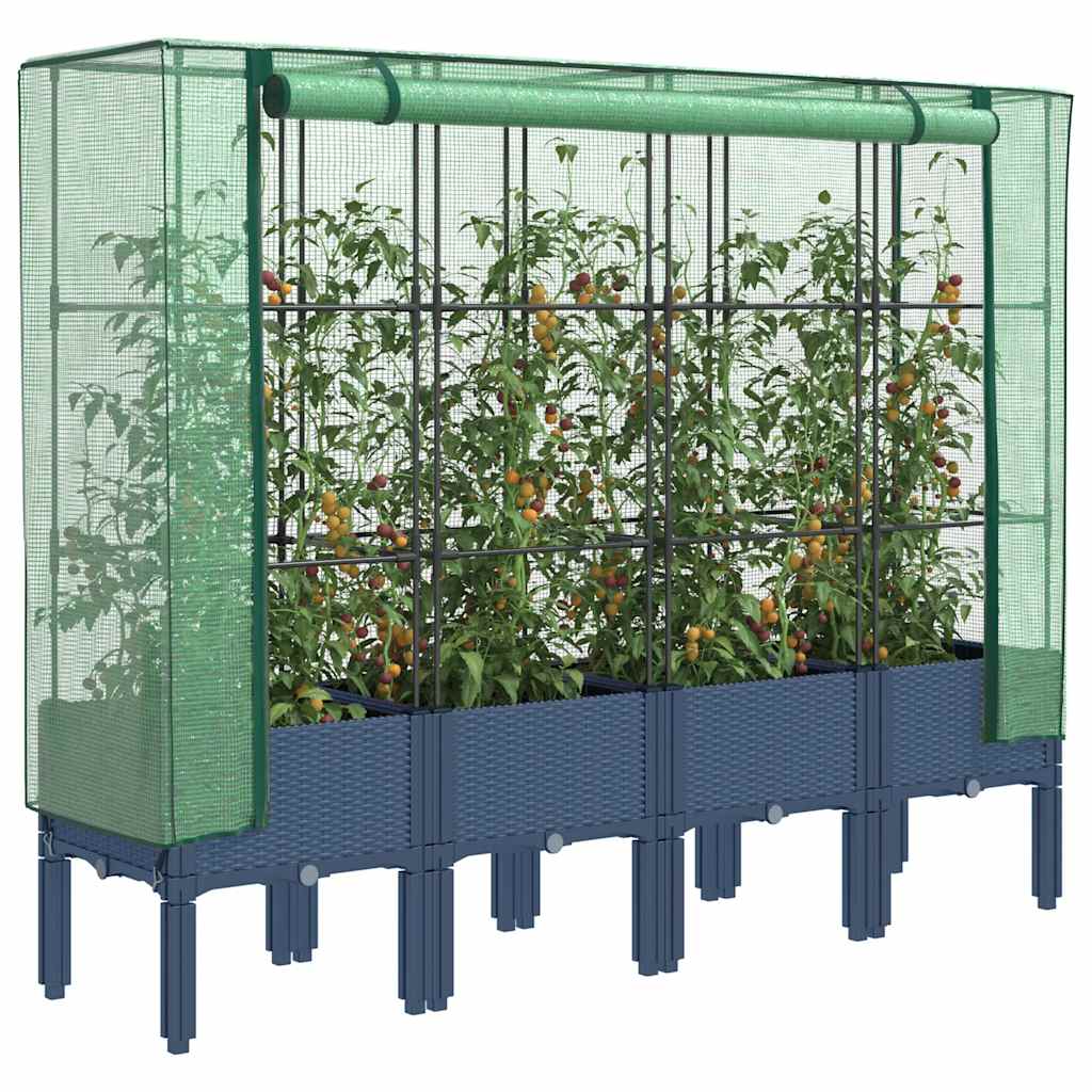 Hochbeet Mit Gewächshaus-Aufsatz Rattan-Optik