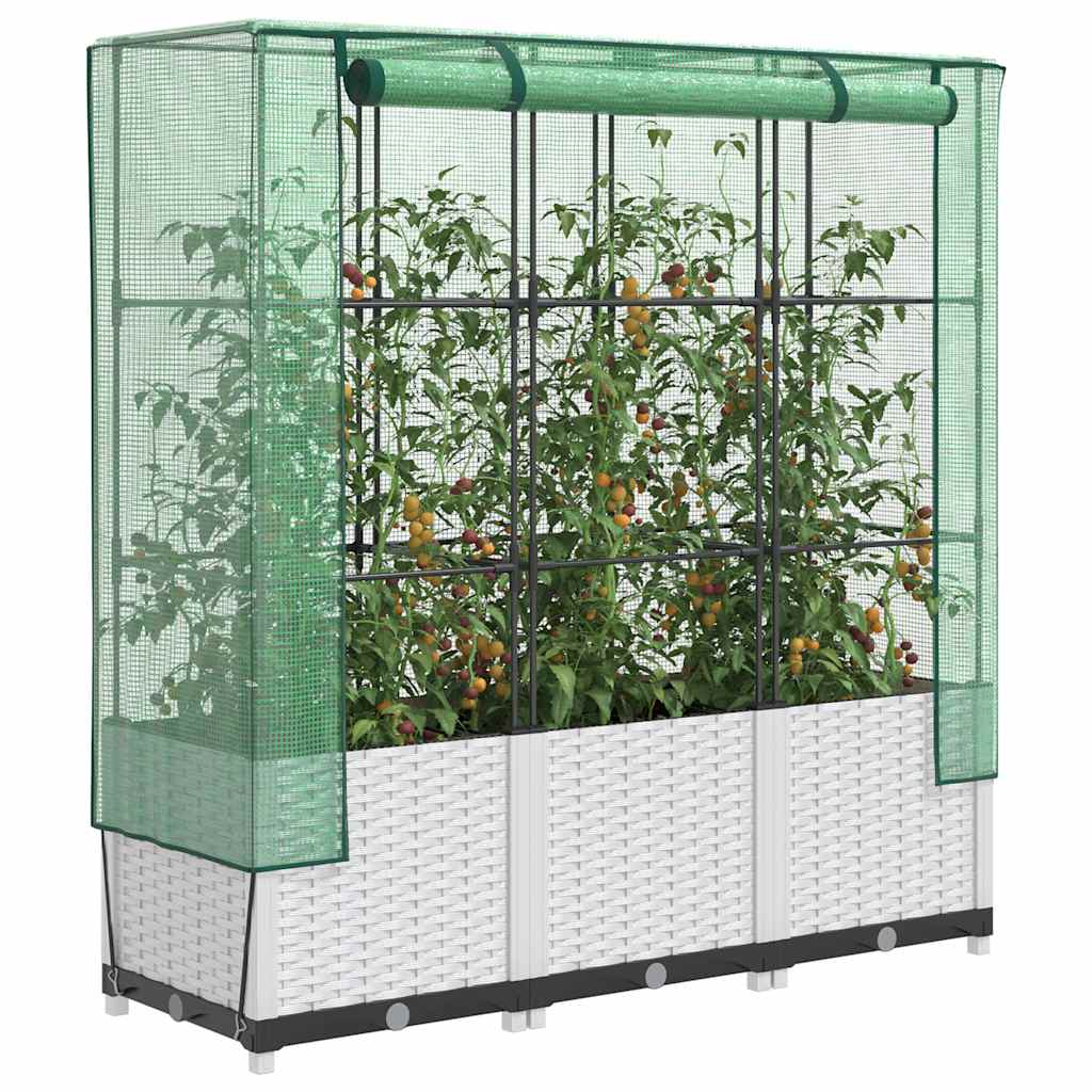 Hochbeet Mit Gewächshaus-Aufsatz Rattan-Optik