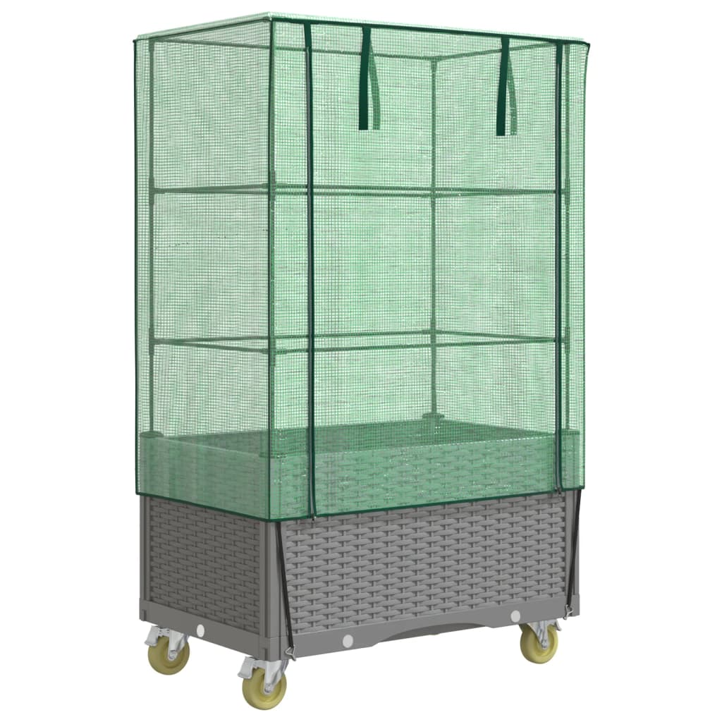 Hochbeet Mit Aufsatz Und Rollen Rattan-Optik 80X50X182 Cm
