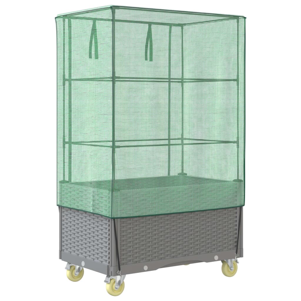 Hochbeet Mit Aufsatz Und Rollen Rattan-Optik 80X50X182 Cm