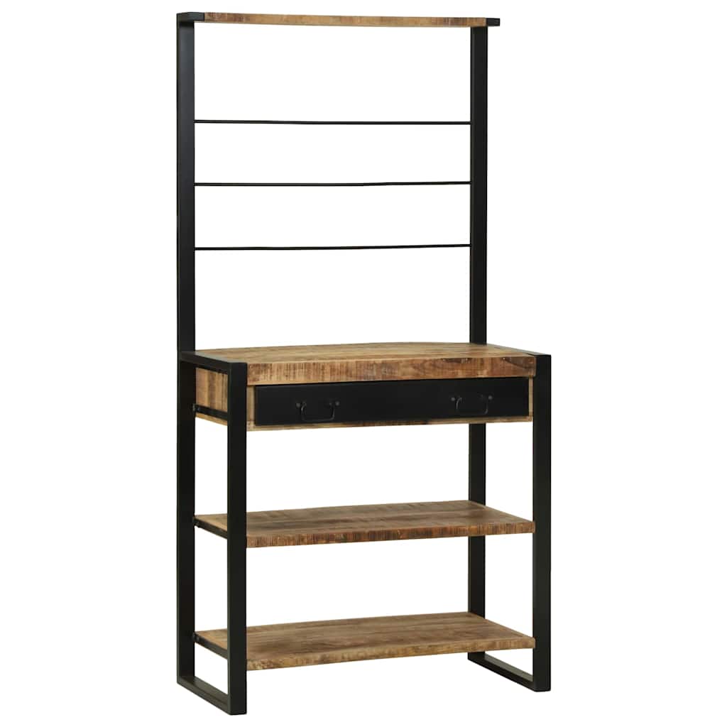 Küchenregal Braun Und Schwarz 80 X 40 X 160 Cm Massivholz Mango