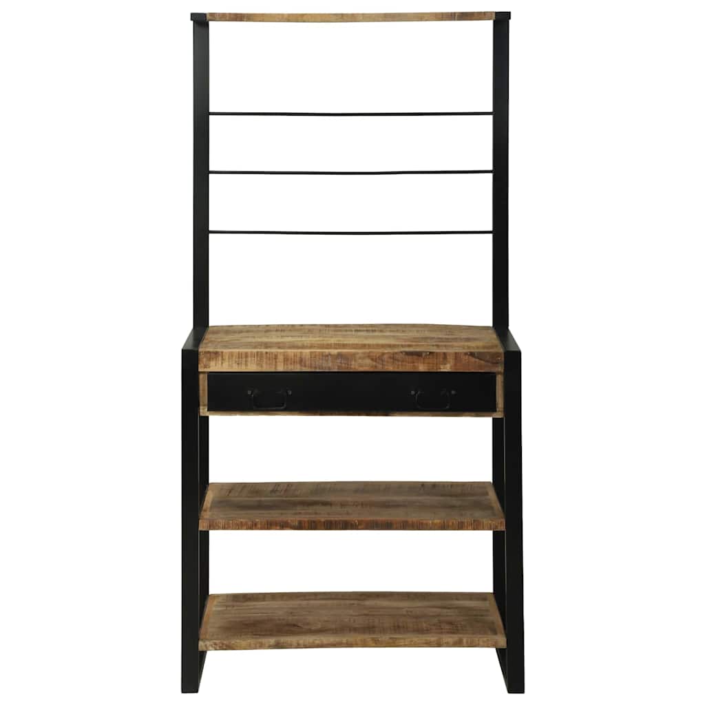 Küchenregal Braun Und Schwarz 80 X 40 X 160 Cm Massivholz Mango
