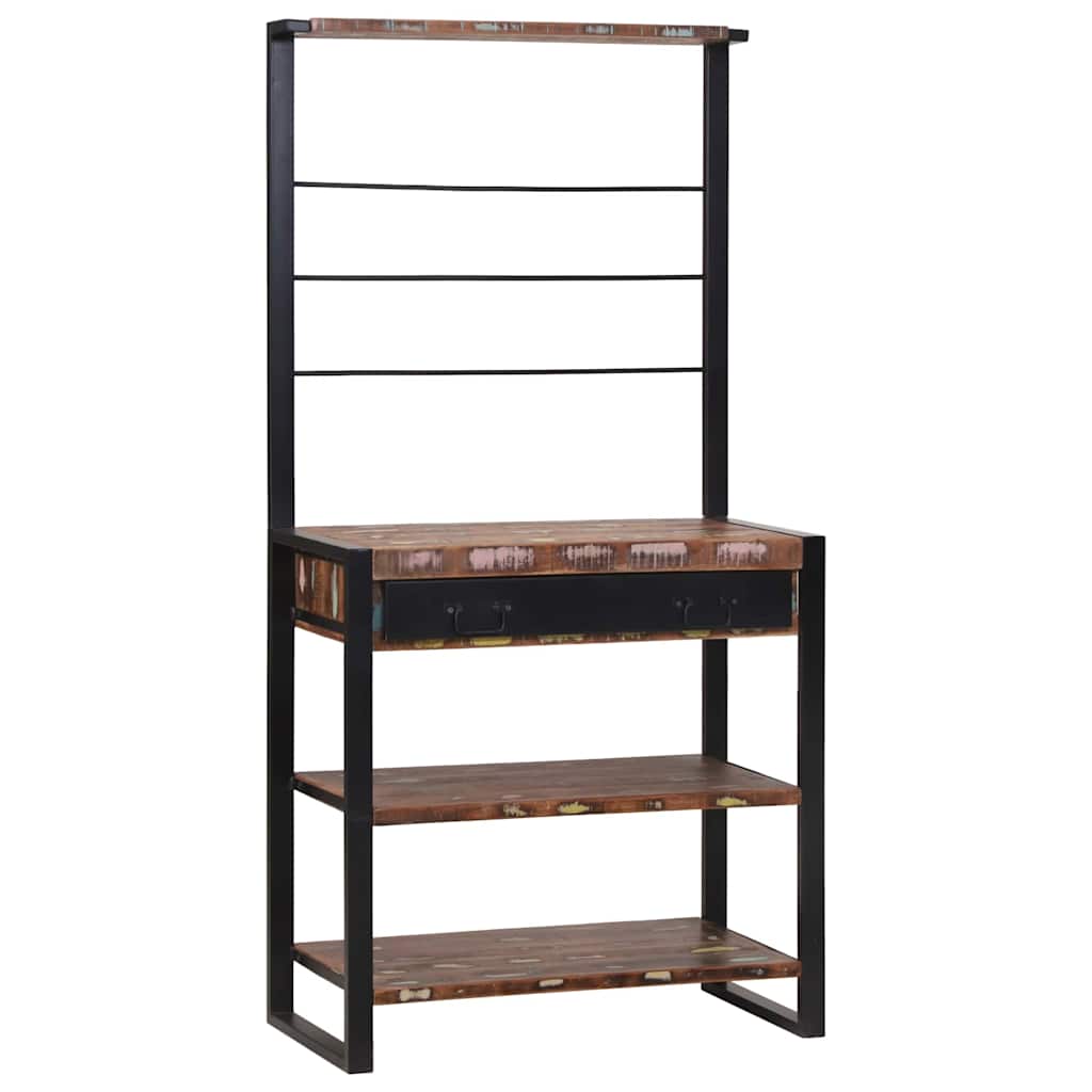 Küchenregal Braun Und Schwarz 80 X 40 X 160 Cm Massivholz Mango