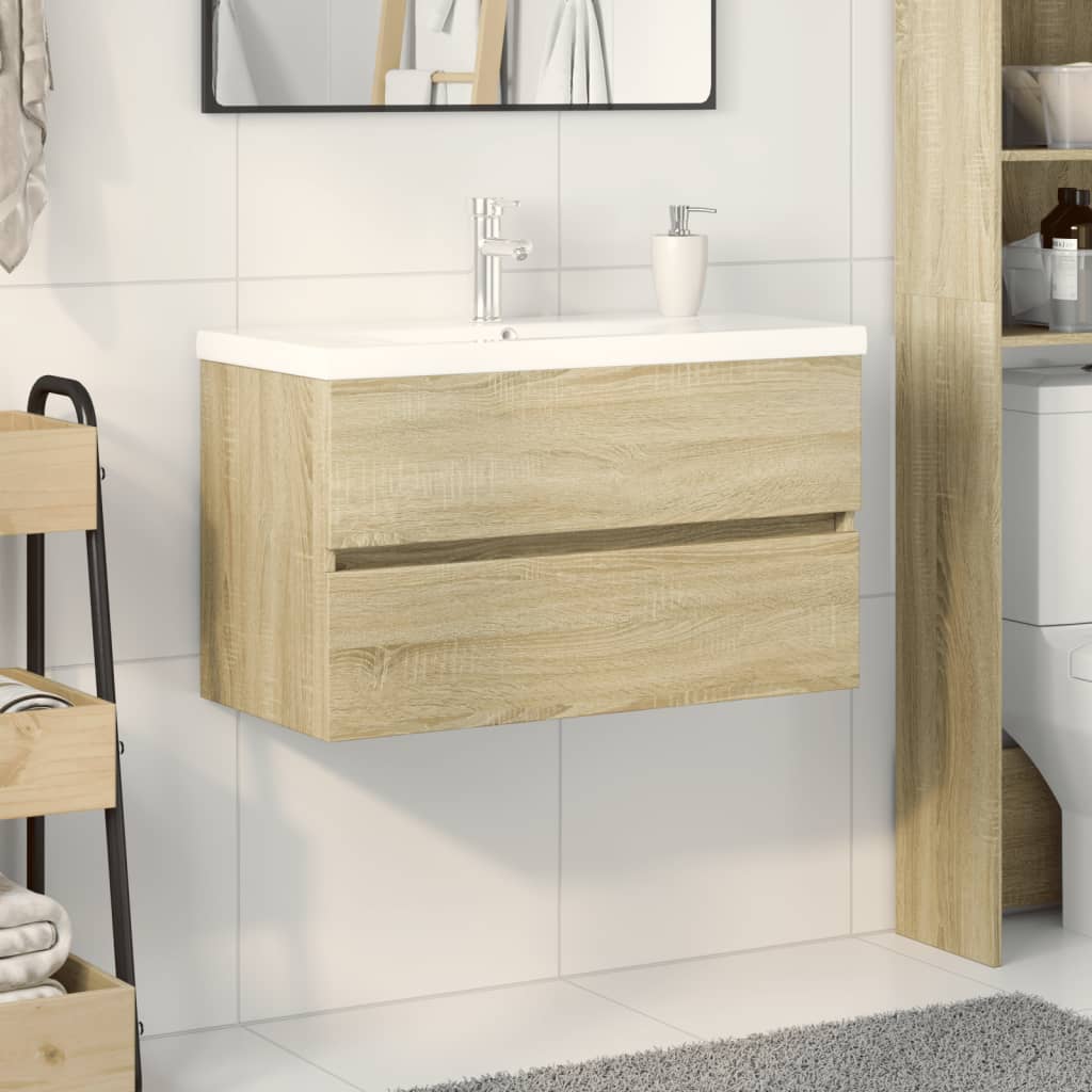 Waschbeckenunterschrank Mit Einbaubecken Und Wasserhahn
