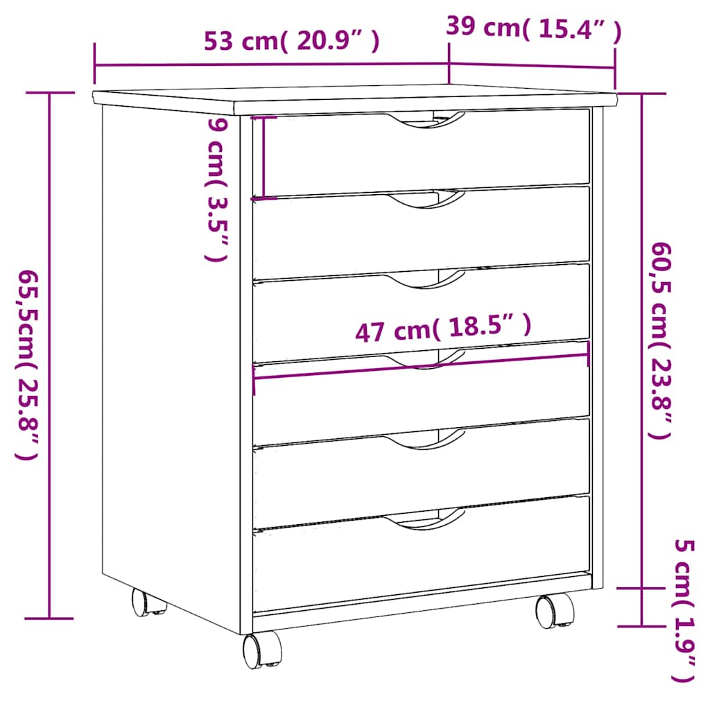 Rollschrank Mit Schubladen Moss Massivholz Kiefer
