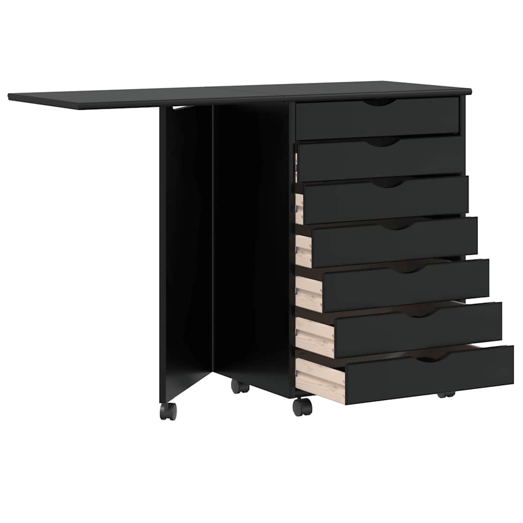 Rollschrank Mit Schreibtisch Moss Massivholz Kiefer