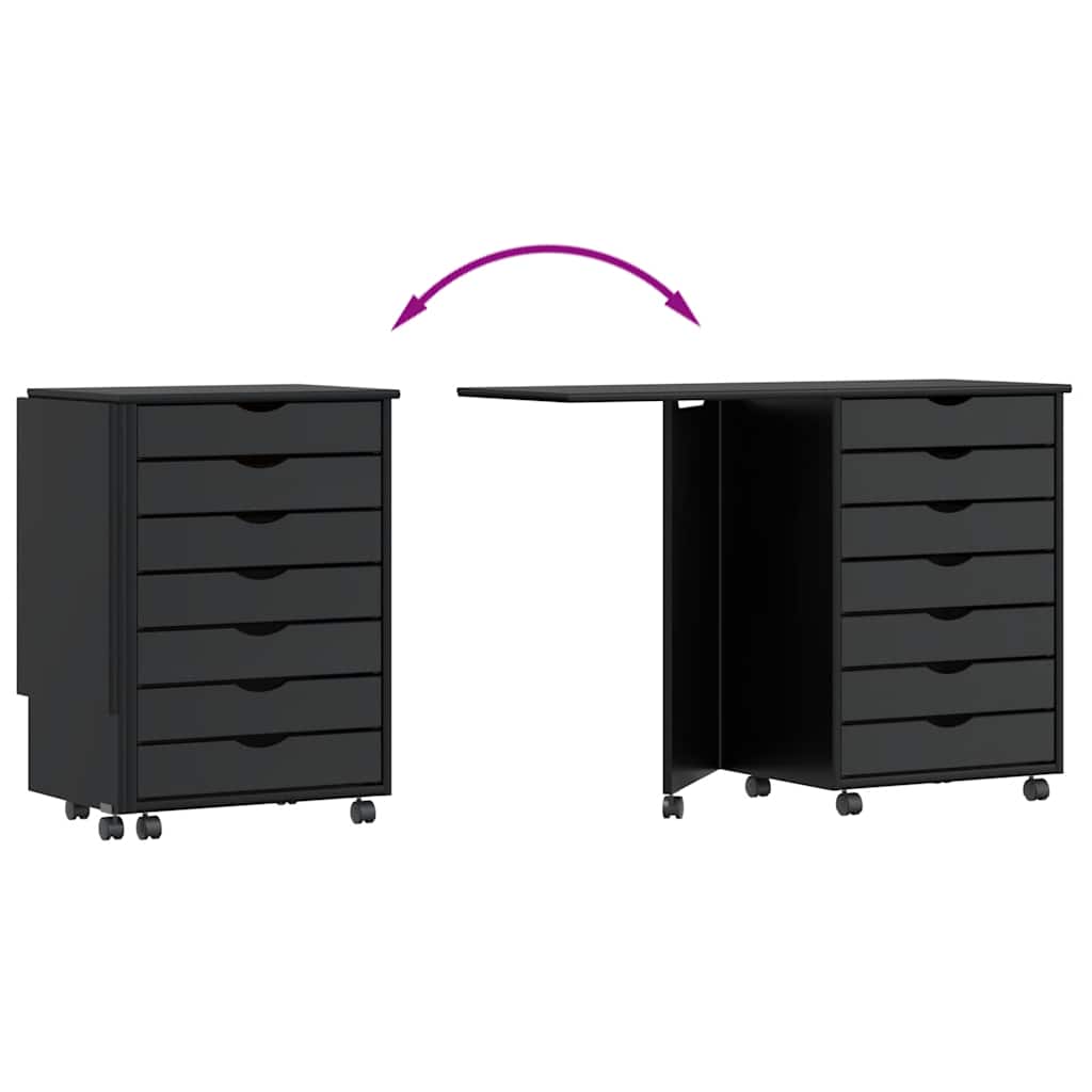 Rollschrank Mit Schreibtisch Moss Massivholz Kiefer
