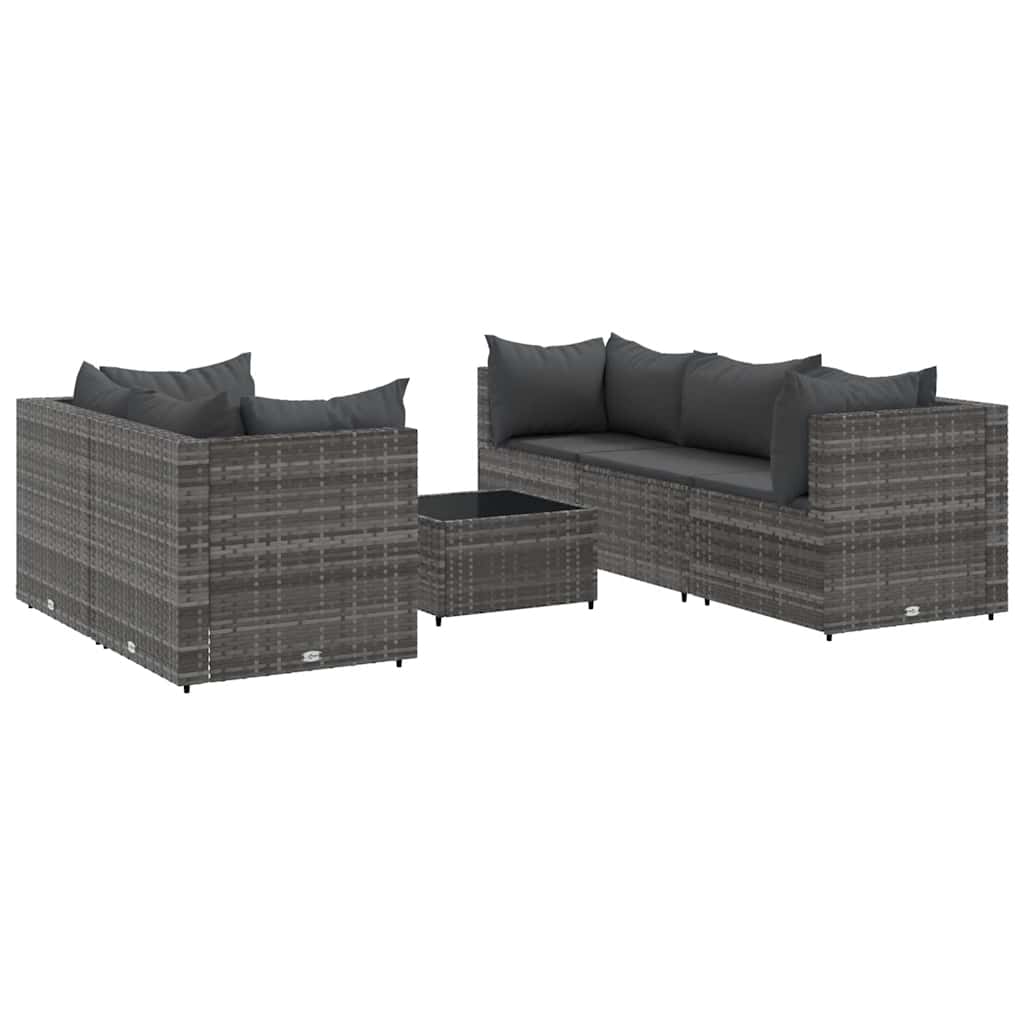 6-Tlg. Garten-Lounge-Set Mit Kissen Poly Rattan