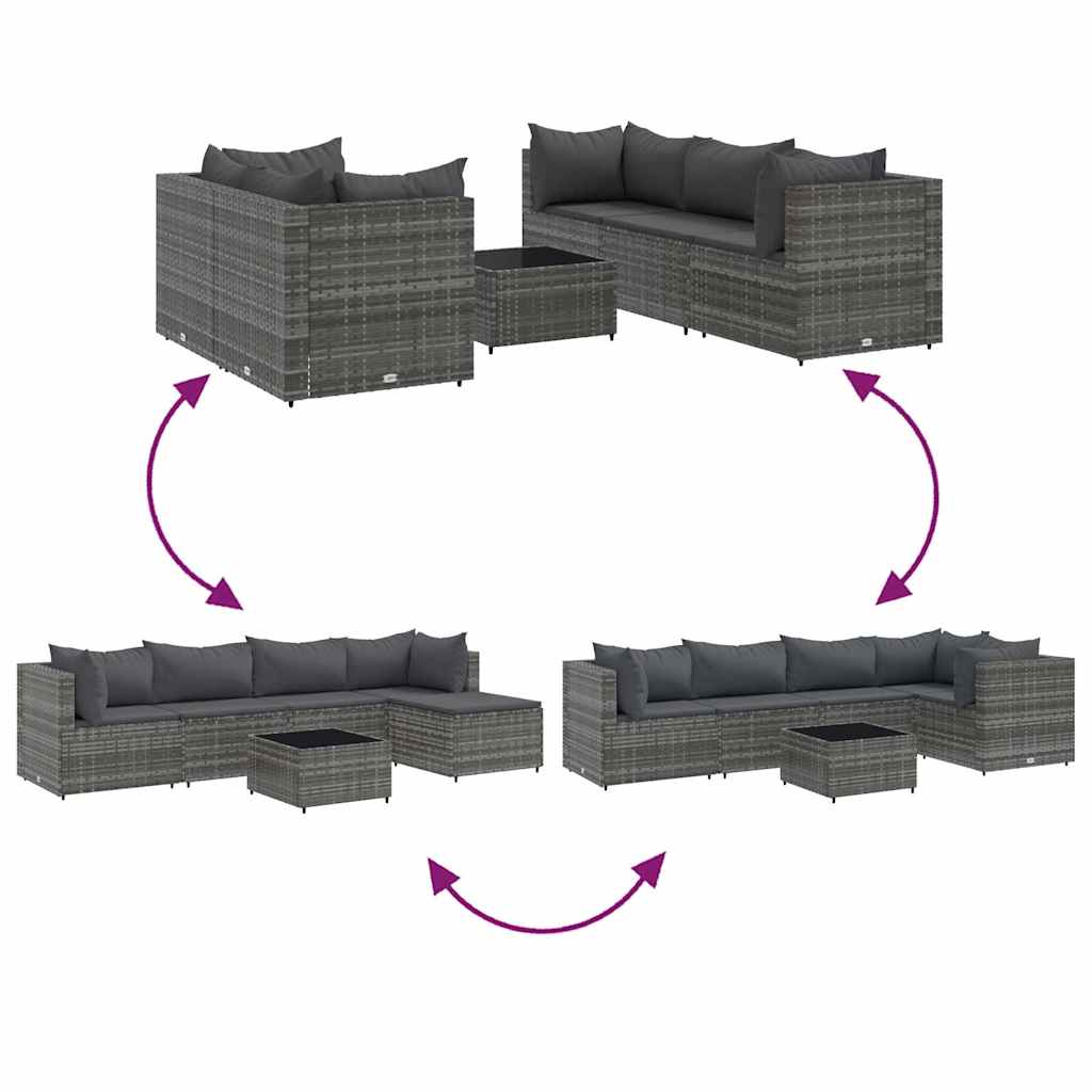 6-Tlg. Garten-Lounge-Set Mit Kissen Poly Rattan
