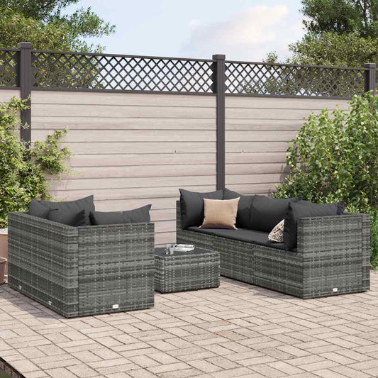 6-Tlg. Garten-Lounge-Set Mit Kissen Poly Rattan