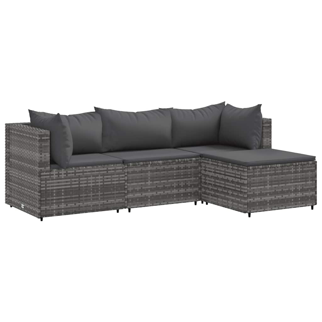 4-Tlg. Garten-Lounge-Set Mit Kissen Poly Rattan
