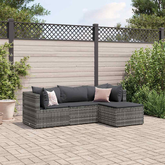 4-Tlg. Garten-Lounge-Set Mit Kissen Poly Rattan