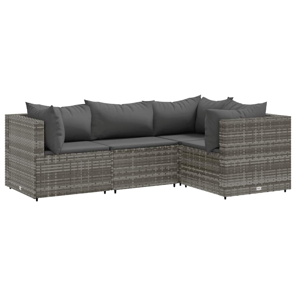 4-Tlg. Garten-Lounge-Set Mit Kissen Poly Rattan